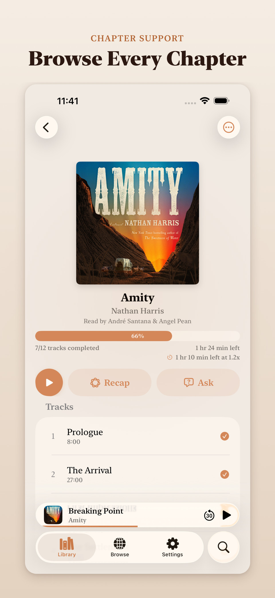 Audiobook detail view